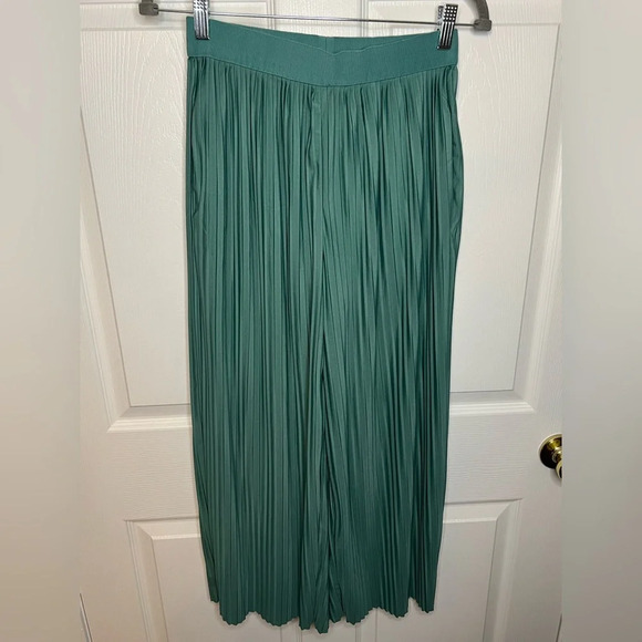 COS Wide Leg Pleated Palazzo Pants Teal Blue Green Womens Size Small GUC - Picture 1 of 8